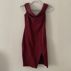 Lightly used Lulu’s Small “Way of Love Wine Red Off-the-Shoulder Bodycon Dress”
